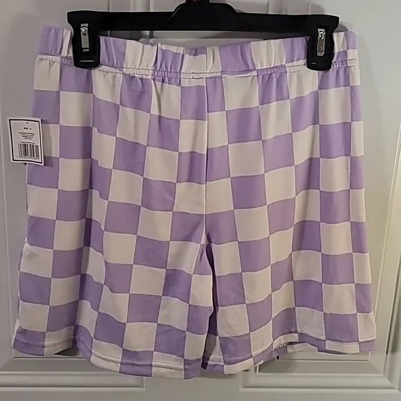 Purple Checkered Men's Shorts - Picture 8 of 8